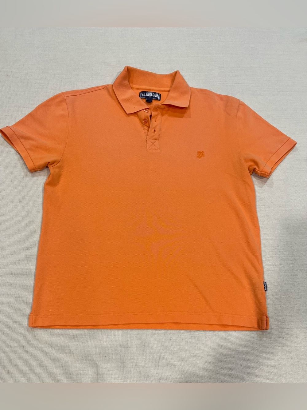 Vilebrequin Mens Orange Polo Shirt - Authentic Luxury Cotton Pique Size Medium